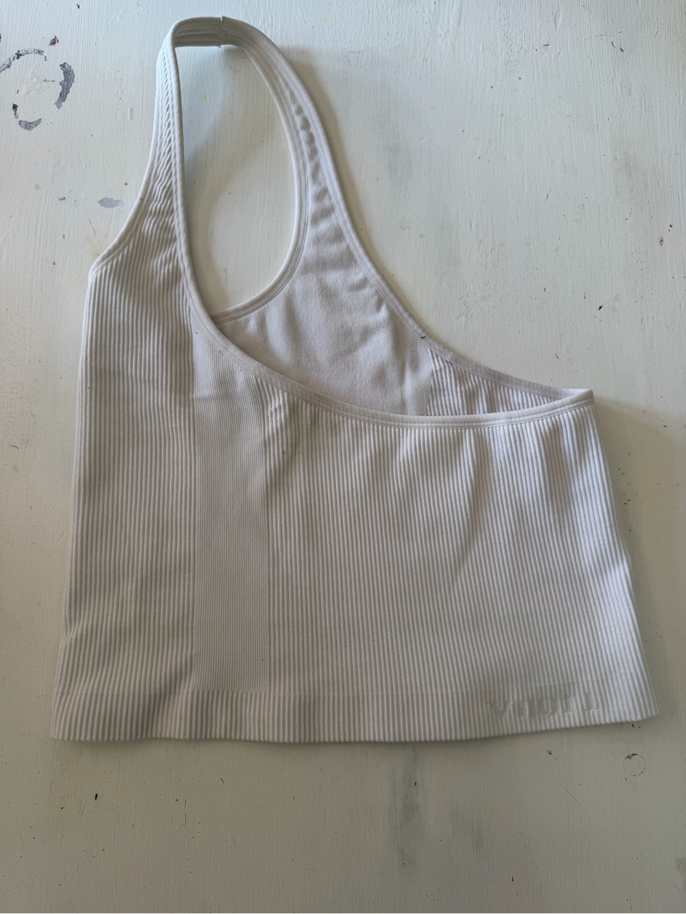 Vuori One-Shoulder Ribbed Crop Tank - White
